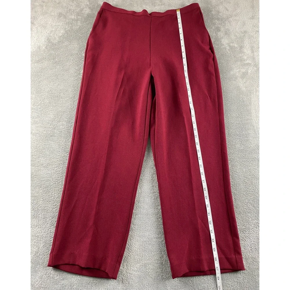 Alfred Dunner Burgundy Straight Leg Dress Pants Womens 12 Pull On Stretch Maroon